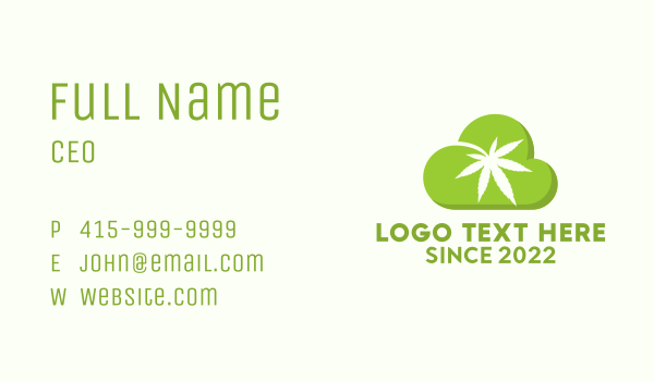 Cannabis Leaf Cloud Business Card Design Image Preview