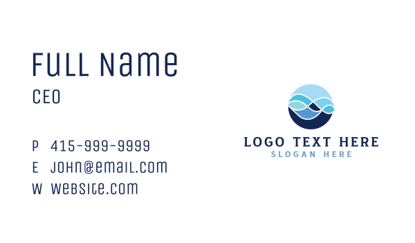 Abstract Wave Water Business Card Design Image Preview