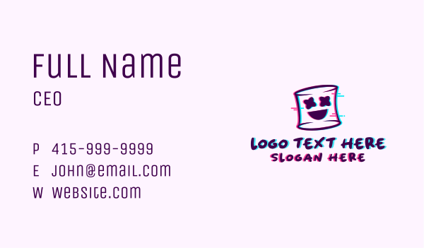 Marshmallow Face Glitch Business Card Design Image Preview