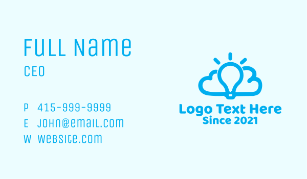 Cloud Light Bulb Business Card Design Image Preview