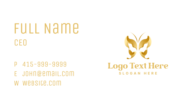 Gold Butterfly Woman Business Card Design Image Preview