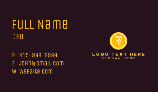 Gold Coin Letter T Business Card Design Image Preview