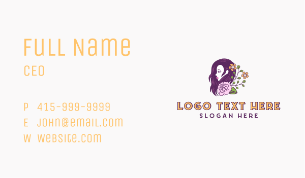 Woman Floral Hair Business Card Design Image Preview