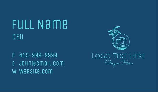 Palm Tree Water Waves  Business Card Design Image Preview