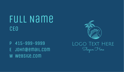 Palm Tree Water Waves  Business Card Image Preview