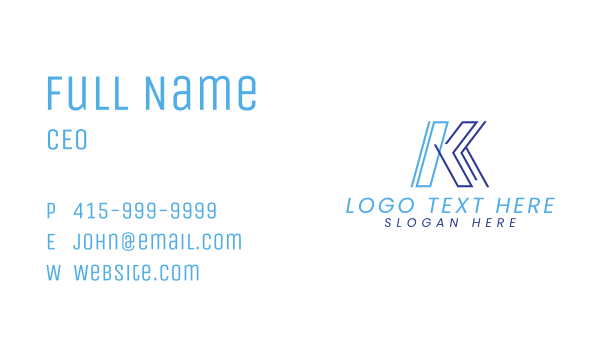 Geometric Abstract Letter K Business Card Design Image Preview