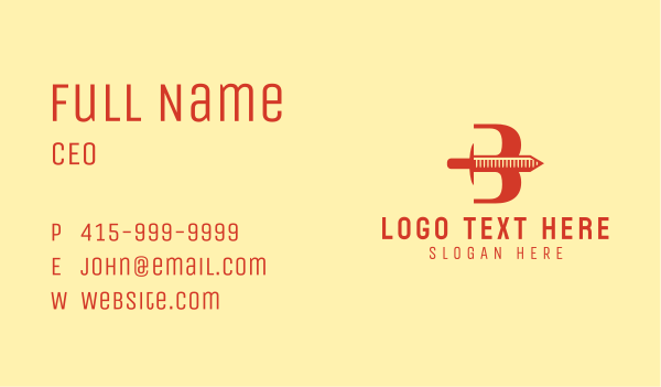 Orange Sword Letter B Business Card Design Image Preview