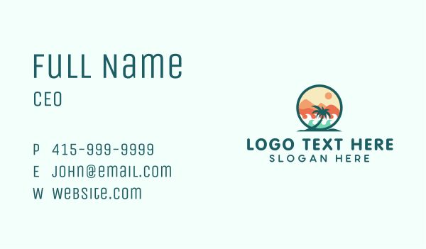 Palm Tree Beach Business Card Design Image Preview