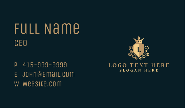 Crown Shield Monarchy   Business Card Design Image Preview