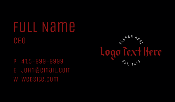 Gothic Masculine Wordmark Business Card Design Image Preview