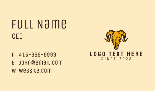 Rustic Ram Skull Business Card Design Image Preview