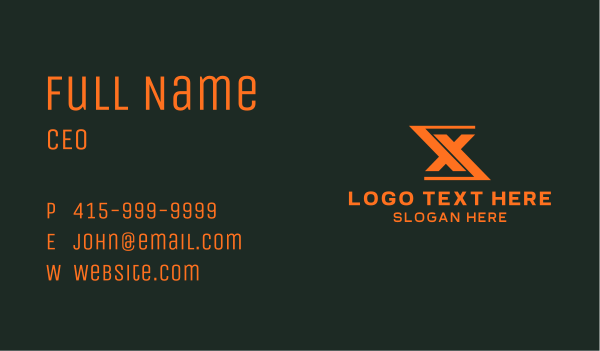 Orange Financial Letter X Business Card Design Image Preview