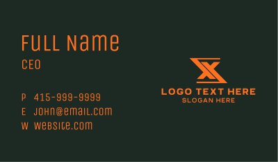Orange Financial Letter X Business Card Image Preview