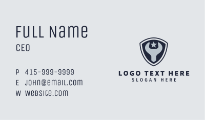 Blue Wrench Shield Business Card Image Preview