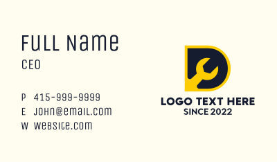 Mechanic Wrench Letter D  Business Card Image Preview