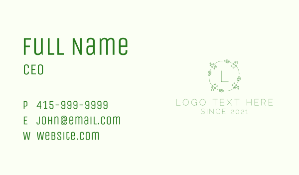 Spring Leaf Lettermark Business Card Design Image Preview