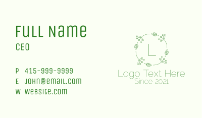 Spring Leaf Lettermark Business Card