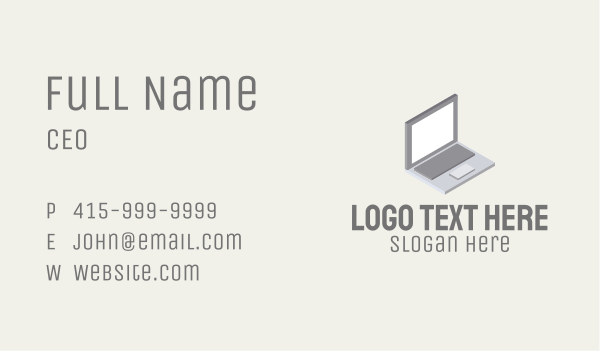 Modern Laptop Isometric Business Card Design Image Preview