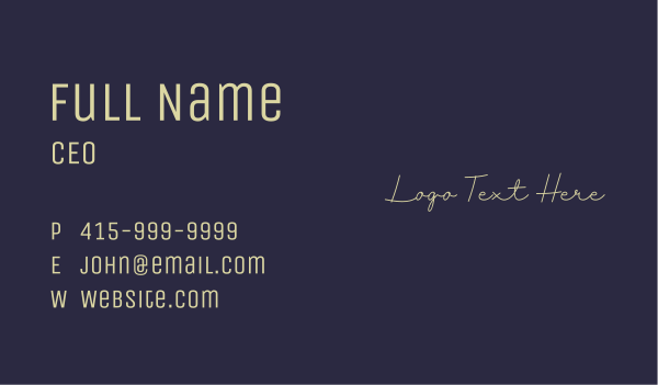 Handwritten Elegant Wordmark Business Card Design Image Preview