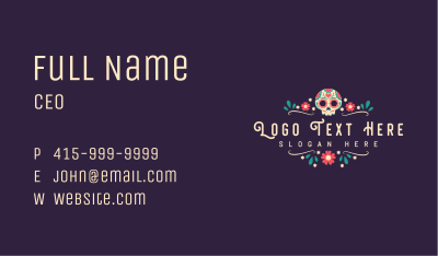 Mexican Floral Skull Business Card Image Preview