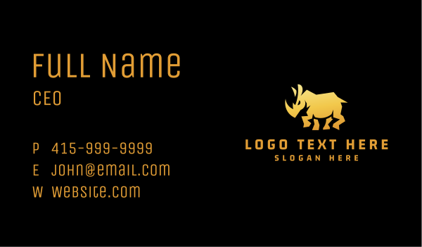 Gold Wild Rhinoceros Business Card Design Image Preview