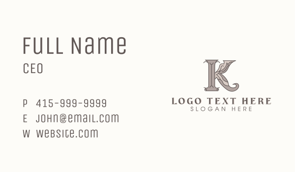 Antique Decorative Woodwork Letter K Business Card Design Image Preview