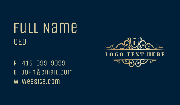 Luxe Decorative Premium Shield Business Card Design Image Preview