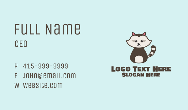 Cute Racoon Character Business Card Design Image Preview