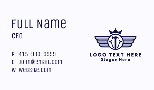 Carpentry Winged Crown Business Card Design Image Preview