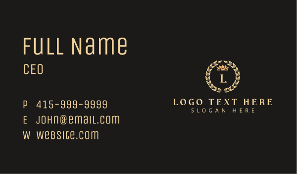 Luxury Crown Wreath Business Card Design Image Preview