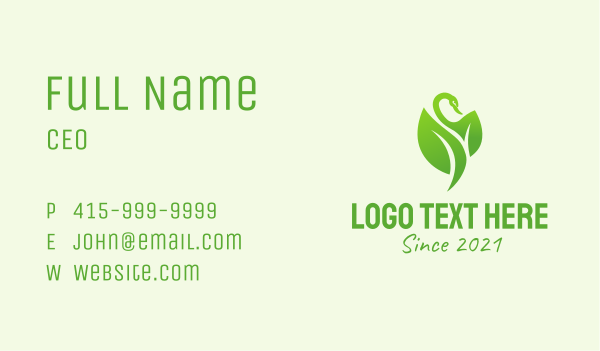Green Leaf Swan  Business Card Design Image Preview