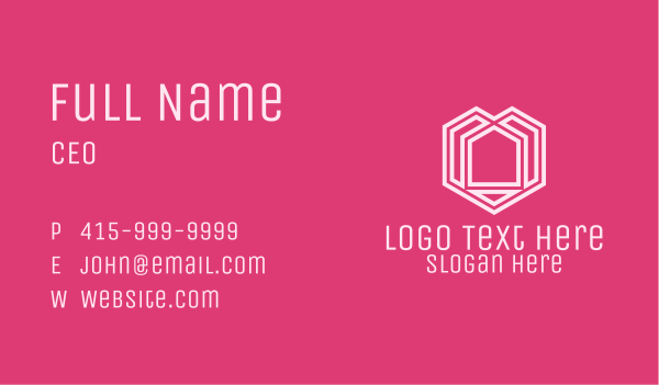 Pink Geometric House Business Card Design Image Preview