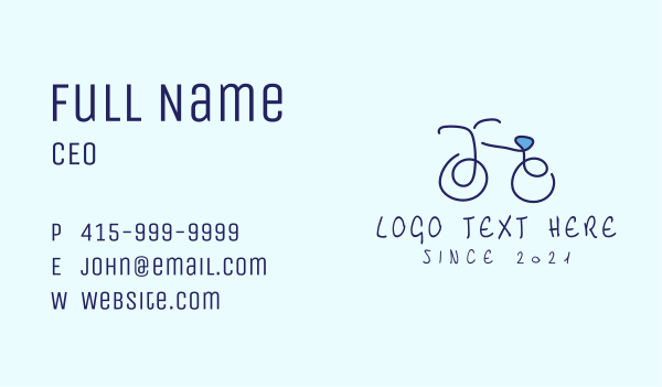 Blue Bicycle Bike  Business Card Design Image Preview
