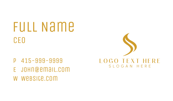 Golden Cursive Letter S  Business Card Design Image Preview