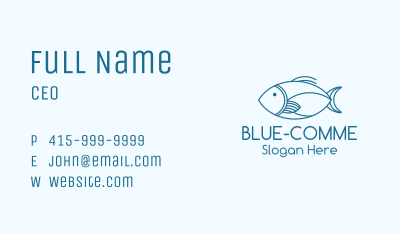 Blue Fish Monoline Business Card Image Preview