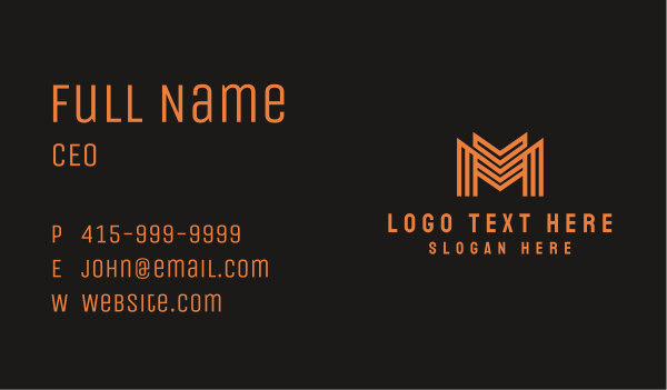 Orange Letter M Business Card Design Image Preview