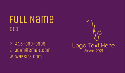 Gold Saxophone Music Business Card Image Preview