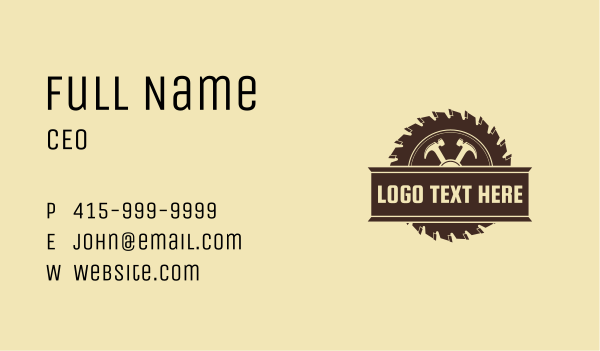 Hammer Circular Saw Carpentry Business Card Design Image Preview