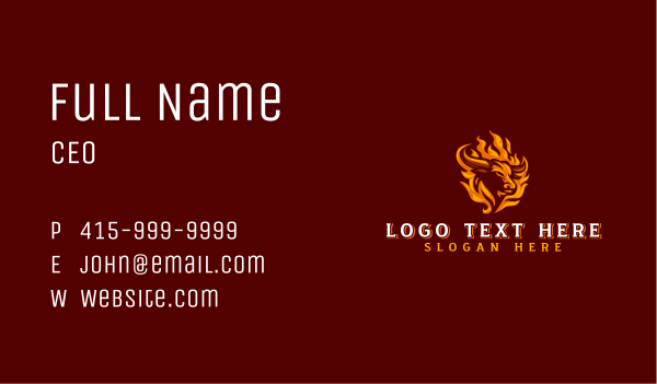 Bull Flame Barbecue Business Card Design Image Preview