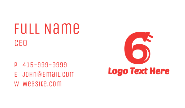 Red Six Plug Business Card Design Image Preview