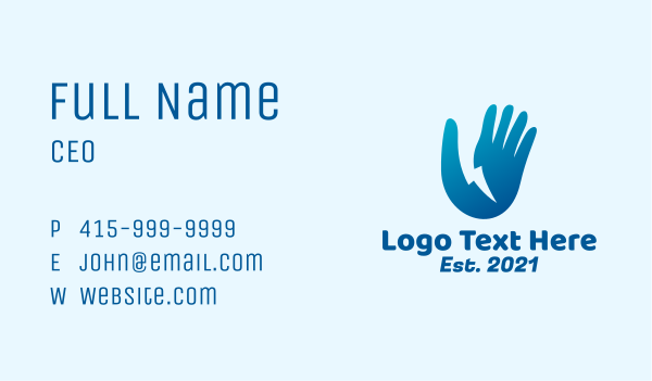 Blue Electric Hand Business Card Design Image Preview