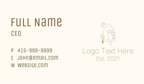 Monoline Woman Earring  Business Card Design Image Preview