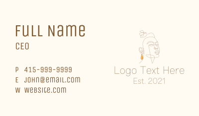 Monoline Woman Earring  Business Card Image Preview