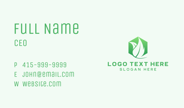 Hexagon Leaf Plant Herb Business Card Design Image Preview