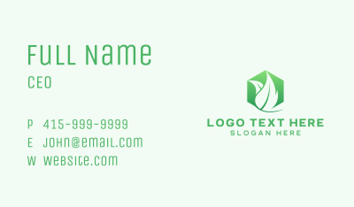 Hexagon Leaf Plant Herb Business Card Image Preview
