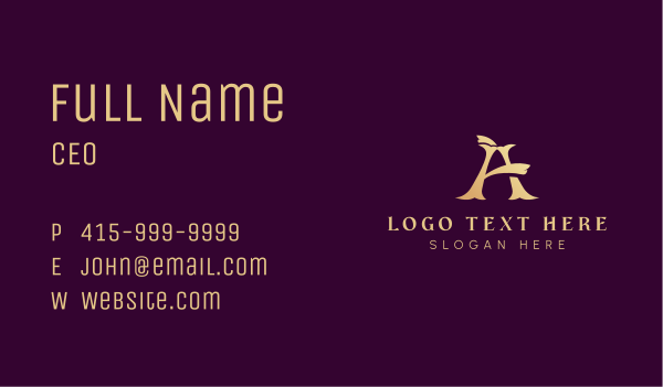 Gold Jewelry Store Letter A Business Card Design Image Preview