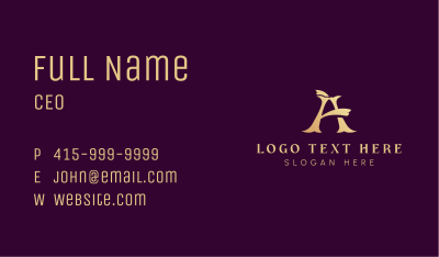 Gold Jewelry Store Letter A Business Card Image Preview