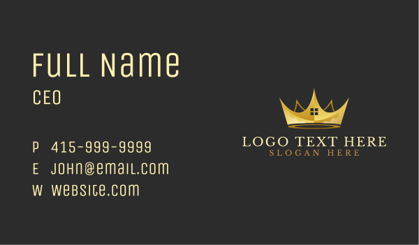 Golden Crown Real Estate Business Card Design Image Preview