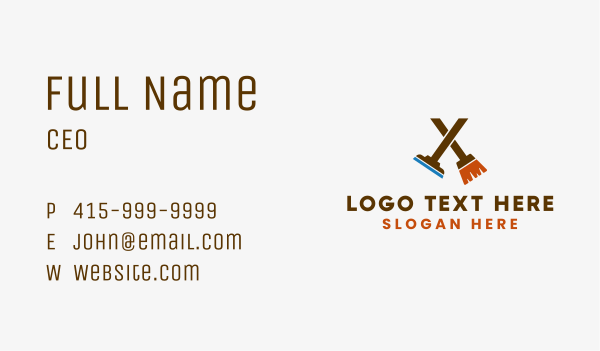Broom Squeegee Cleaning Company  Business Card Design