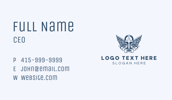 Religious Cross Wings Business Card Design Image Preview